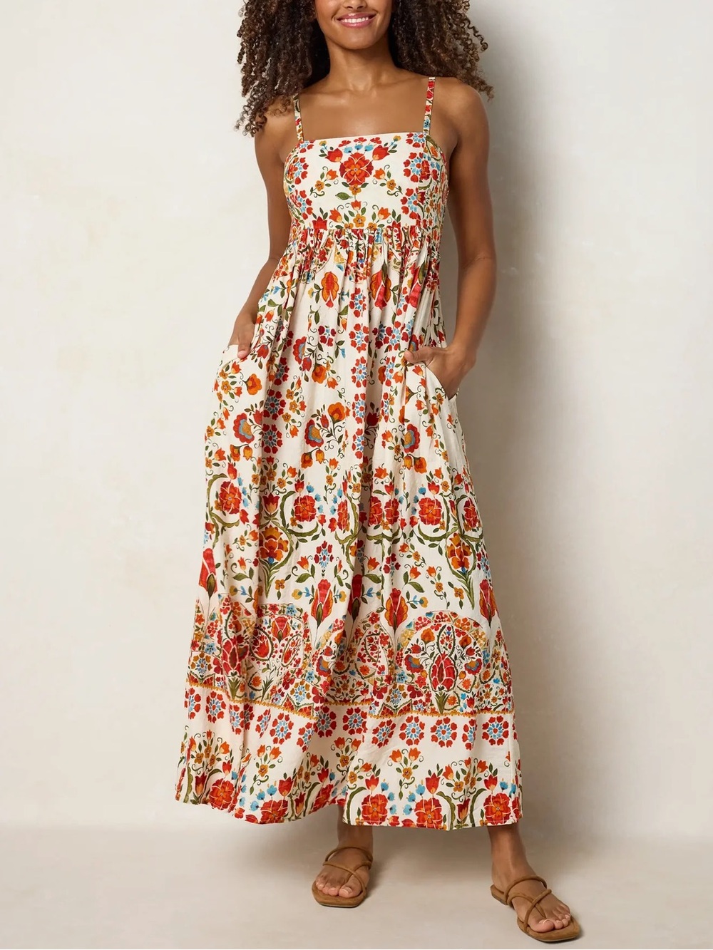 Natural Life Bailey Maxi Dress - Madrid Tiles Cream - XS NEW WITH TAGS NWT
